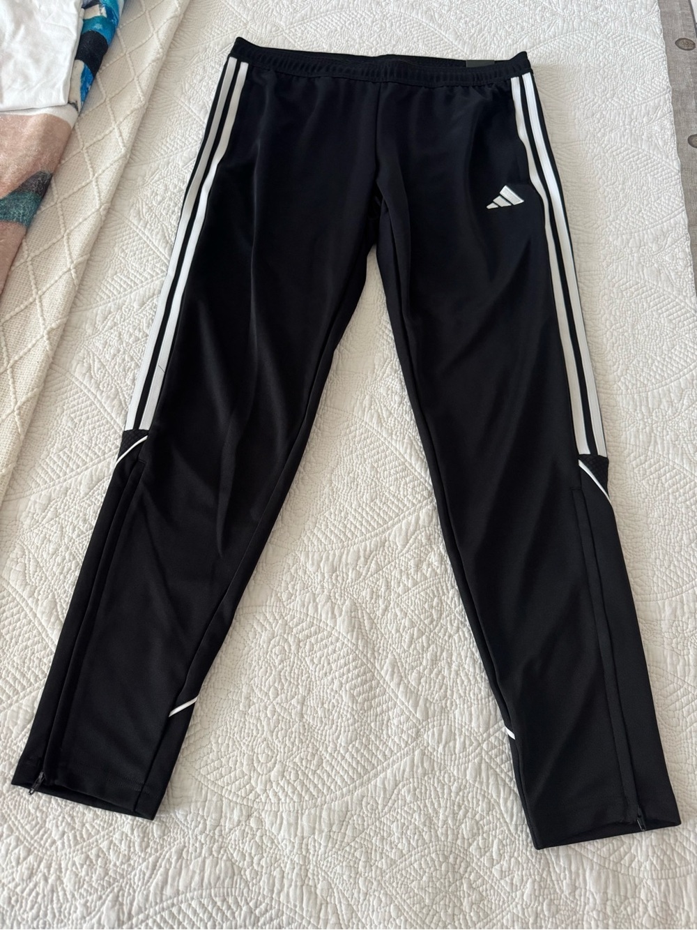 adidas Black Jogger Pants with White Stripes